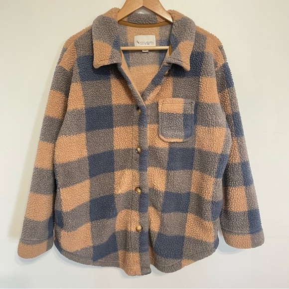 UGG Plaid Sherpa Teddy Button Down Jacket Coat - Picture 2 of 5